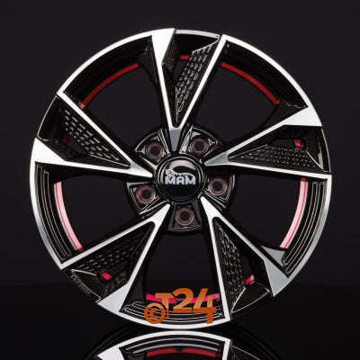 MAM Velgen - MAM RS6 Black Front Polish Red Inside  - 18 inch