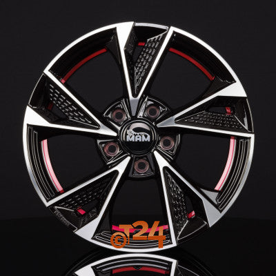 MAM Velgen - MAM RS6 Black Front Polish Red Inside  - 16 inch