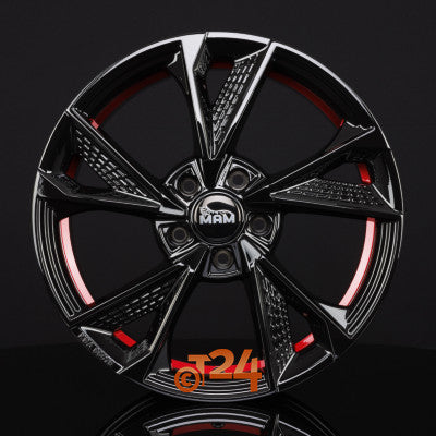 MAM Velgen - MAM RS6 Black Painted Red Inside  - 18 inch