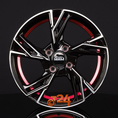MAM Velgen - MAM RS5 Black Front Polish Red Inside  - 16 inch