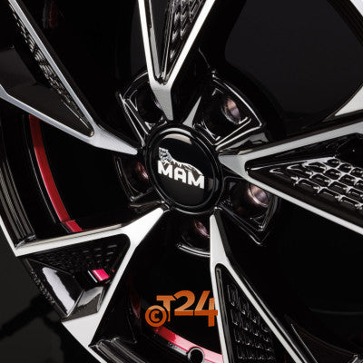 MAM Velgen - MAM RS6 Black Front Polish Red Inside  - 16 inch