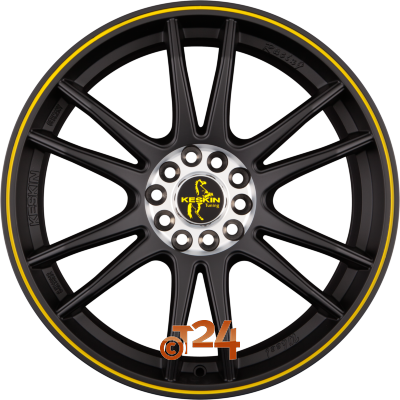 KESKIN Velgen - KT12 Racing Matt Black Lip Yellow (MBLY) - 18 inch
