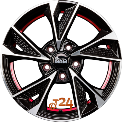 MAM Velgen - MAM RS6 Black Front Polish Red Inside  - 16 inch