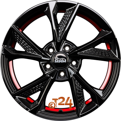 MAM Velgen - MAM RS6 Black Painted Red Inside  - 17 inch