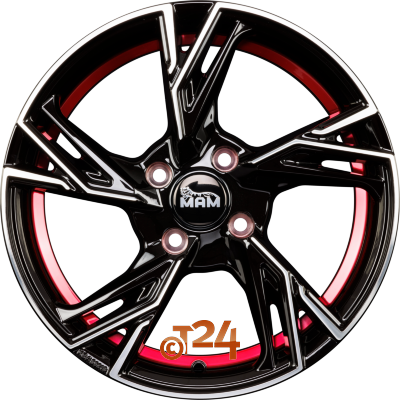MAM Velgen - MAM RS5 Black Front Polish Red Inside  - 16 inch