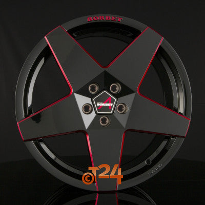 BORBET Velgen - A Black Red Glossy - 19 inch