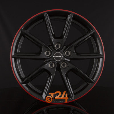 BORBET Velgen - LX Black Glossy Rim Red - 18 inch