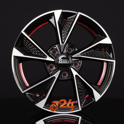 MAM Velgen - MAM RS6 Black Front Polish Red Inside  - 16 inch