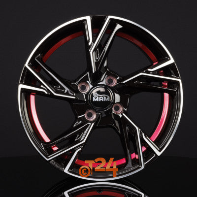 MAM Velgen - MAM RS5 Black Front Polish Red Inside  - 16 inch