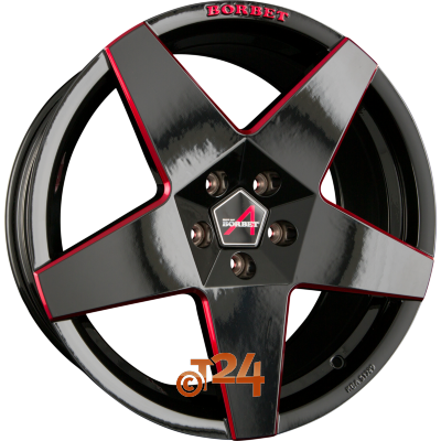 BORBET Velgen - A Black Red Glossy - 19 inch