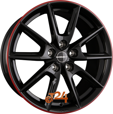 BORBET Velgen - LX Black Glossy Rim Red - 19 inch