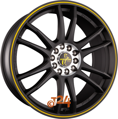 KESKIN Velgen - KT12 Racing Matt Black Lip Yellow (MBLY) - 18 inch