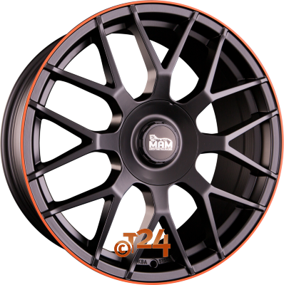 MAM Velgen - MAM GT1 Matt Black Lip Orange  - 19 inch