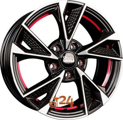 MAM Velgen - MAM RS6 Black Front Polish Red Inside  - 16 inch