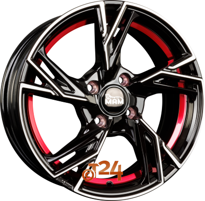 MAM Velgen - MAM RS5 Black Front Polish Red Inside  - 16 inch