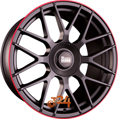 MAM Velgen - MAM GT1 Matt Black Lip Red  - 18 inch