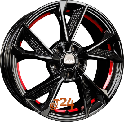 MAM Velgen - MAM RS6 Black Painted Red Inside  - 17 inch