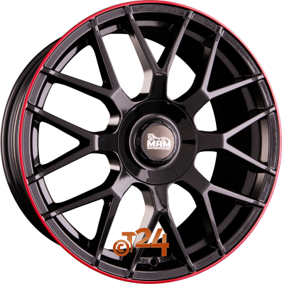 MAM Velgen - MAM GT1 Black Painted Lip Red  - 18 inch