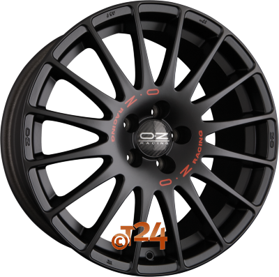 OZ Velgen - SUPERTURISMO GT Matt Black + Red Lettering - 17 inch