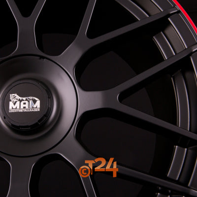 MAM Velgen - MAM GT1 Matt Black Lip Red  - 19 inch